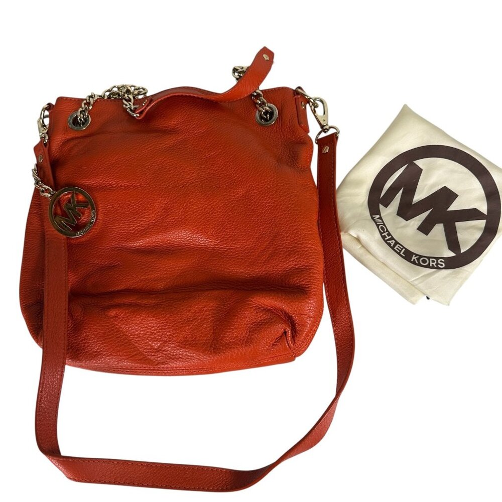 MICHAEL Michael Kors Orange Leather Jet Set Chain Shoulder Bag with Dust Cover